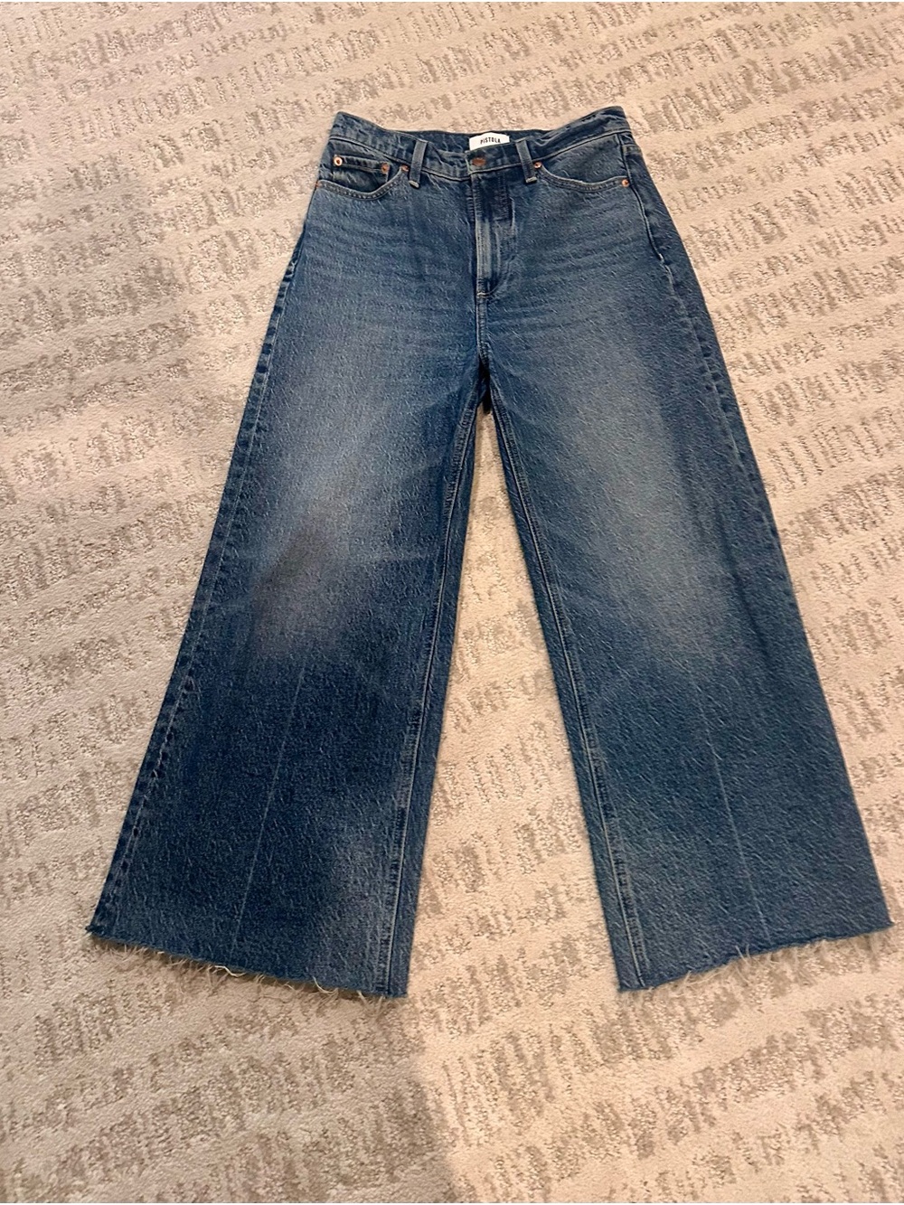 pistola Wide-Leg Raw-Hem Jeans in Dark Blue